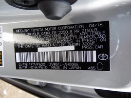 2016 TOYOTA PRIUS SILVER 1.8L AT Z18092